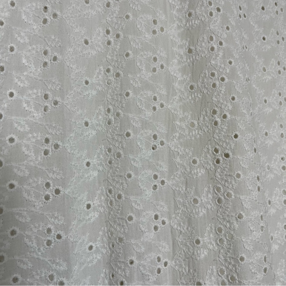 Zara Women Cottagecore Dress Medium White Eyelet Tiered Prairie Babydoll‎ Summer - Picture 10 of 11